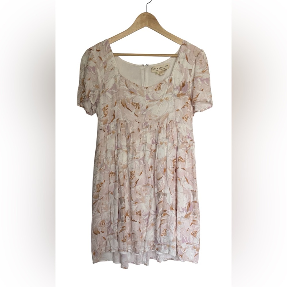 Saltwater Luxe Short Sleeve Petal Blooms Print Cam Mini Dress Womens Size Large - Picture 7 of 7